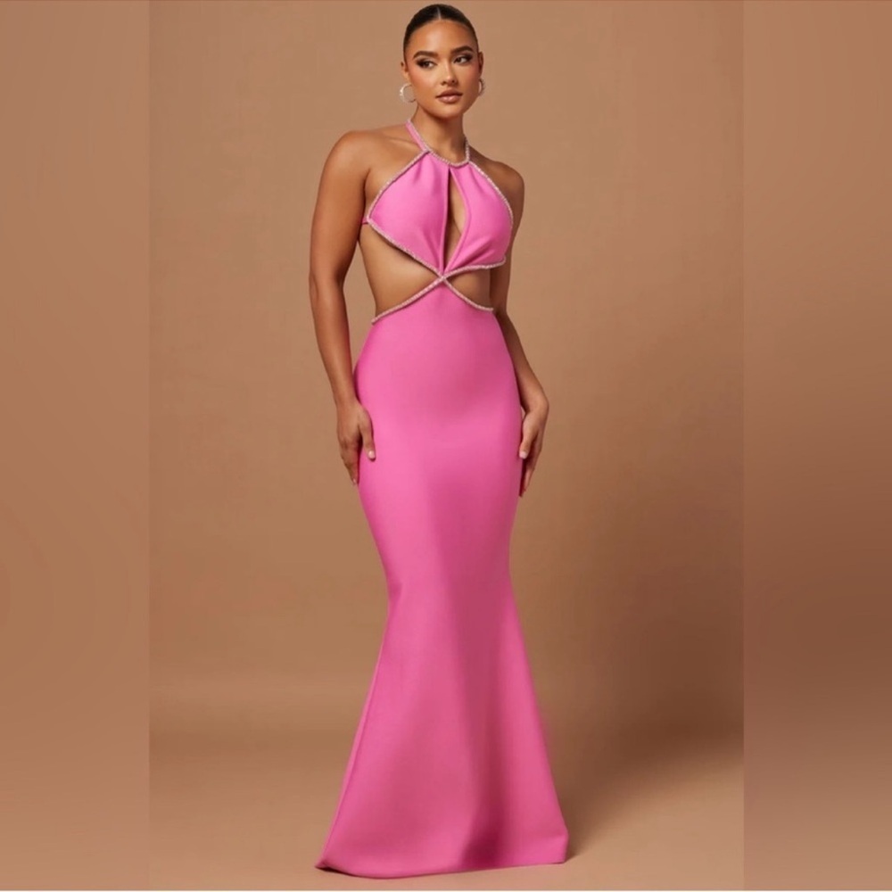New NWT Fashion Nova Vivica Embellished Maxi Dress in Pink Size XL